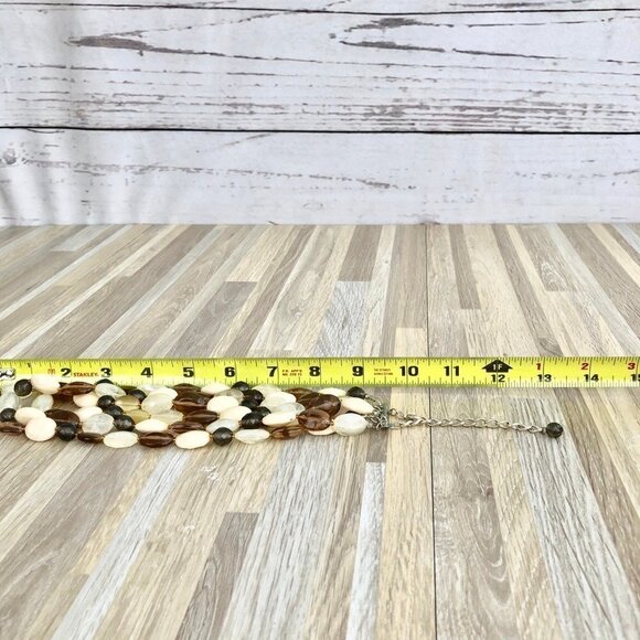 Triple Strand Brown Ivory Beaded Necklace - Picture 6 of 6